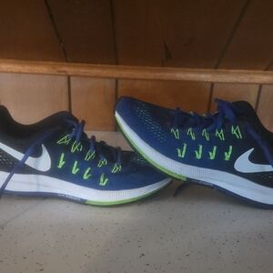 Nike Blue and Neon Green Women's Sneakers